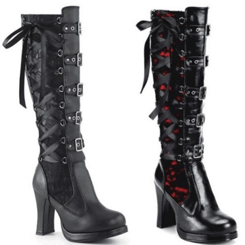 Punk Gothic Style Women's Knee - Pipe Bending Spring ulasan dan harga